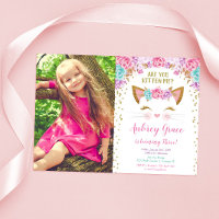 Kitty kat kitten roze gouden glitter verjaardagsfo