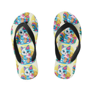 Kitty Kat met ijs Zomer Kawaii Karakter Kinder Teenslippers