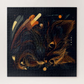 Kitty kat op zwarte puzzel (Horizontaal)