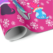 Kitty kat petten roze inpakpapier (Rol Hoek)