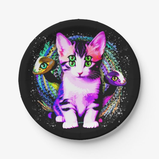 Kitty Kat Psychisch Esthetisch Karakter Papieren Bordje (Voorkant)