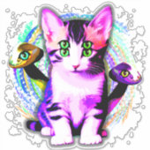 Kitty Kat Psychisch Esthetisch Karakter Sticker (Voorkant)
