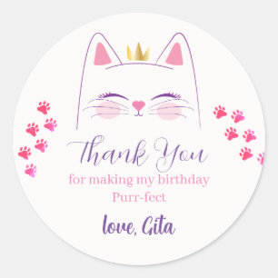 Kitty Kat Roze en Goud Ronde Sticker