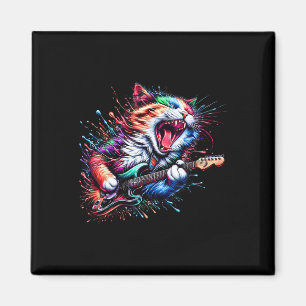 Kitty kat spelen gitaar rock kat heavy metal kat magneet