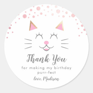 Kitty kat verjaardagsfeestje gunst ronde sticker