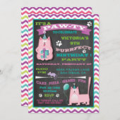 Kitty Kat Verjaardagsfeestje Uitnodiging (Voorkant / Achterkant)