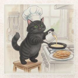 KItty Kichen Black Cat, Glass Coaster Glazen Onderzetter