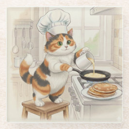 Kitty Kitchen, Calico, Glass Coaster Glazen Onderzetter