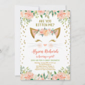 Kitty kitten perzik crème meisje baby shower kaart (Voorkant)