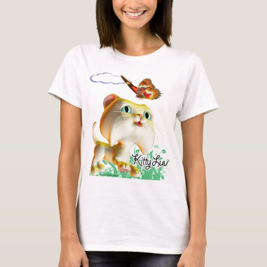 Kitty Luv et papillon - T-shirt (Devant)