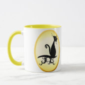 Kitty noir vous observant tasses ovales (Gauche)