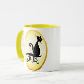 Kitty noir vous observant tasses ovales (Devant gauche)