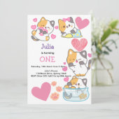 kitty one baby girl invitation 2 (Debout devant)
