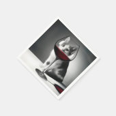 Kitty Peeking Through a Wine Glass Servet (Hoek)