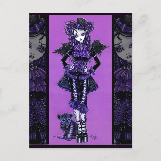 Kitty Purple Chat gothique Victorian Angel Carte p (Devant)