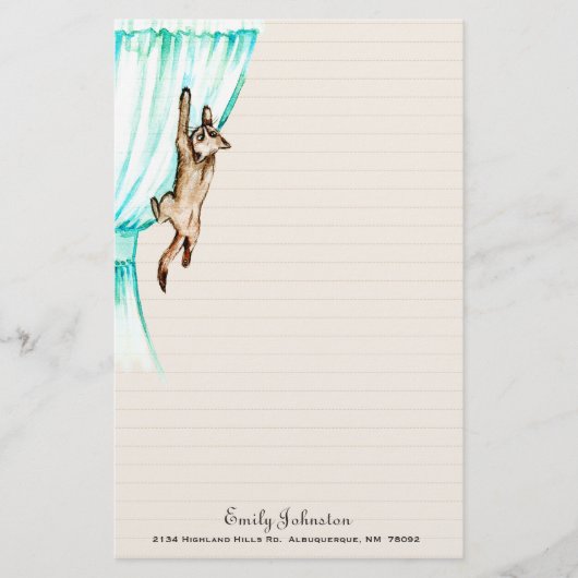 Kitty sur la papeterie de coutume de rideau (Devant)