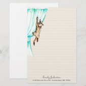 Kitty sur la papeterie de coutume de rideau (Devant / Derrière)