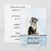 Kitty Vintage avec Invitation Blue Crown (Devant / Derrière)