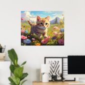 *~* Kitty Walking Flowers 5:4  Kitten Cat AP68 Poster (Thuiskantoor)