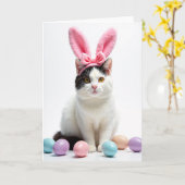 Kitty With Ears Headband Card Kaart (Gele Bloem)