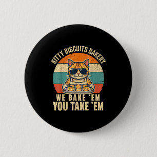 Kittypoeder bakkerij grappige kat zonnebril retro ronde button 5,7 cm