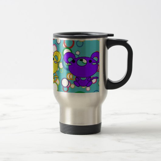 Kittys de couleur sur les cercles Mug de voyage en (Droit)