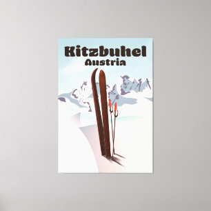 kitzbuhel Austrian ski poster Canvas Afdruk