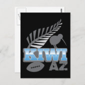 KIWI AZ rugbyvogel en zilverfern Nieuw-Zeeland Briefkaart (Voorkant / Achterkant)