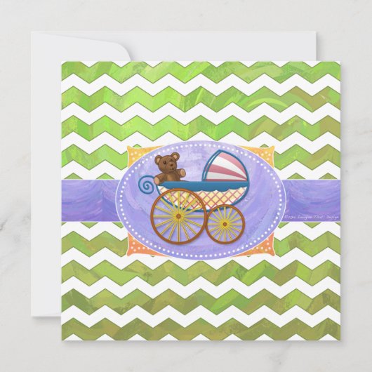 Kiwi Bash Green Chevron Baby Stuff Kaart (Voorkant)