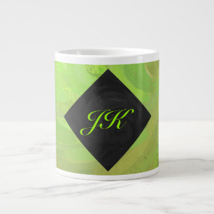 Kiwi Bash Green en Black Monogram Jumbo Mok
