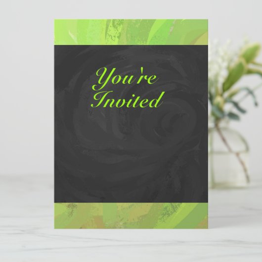 Kiwi Bash Green en Black Monogram Kaart (Staand voorkant)