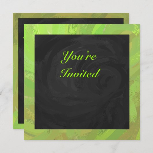 Kiwi Bash Green en Black Monogram Kaart (Voorkant / Achterkant)