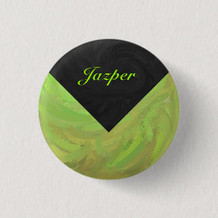 Kiwi Bash Green en Black Monogram Ronde Button 3,2 Cm