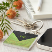 Kiwi Bash Green en Black Monogram Sleutelhanger (Voorkant Rechts)