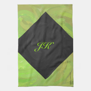 Kiwi Bash Green en Black Monogram Theedoek