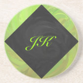 Kiwi Bash Green en Black Monogram Zandsteen Onderzetter (Voorkant)