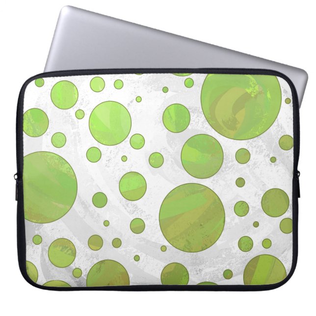 Kiwi Bash Green Polka Dot Laptop Sleeve (Voorkant)