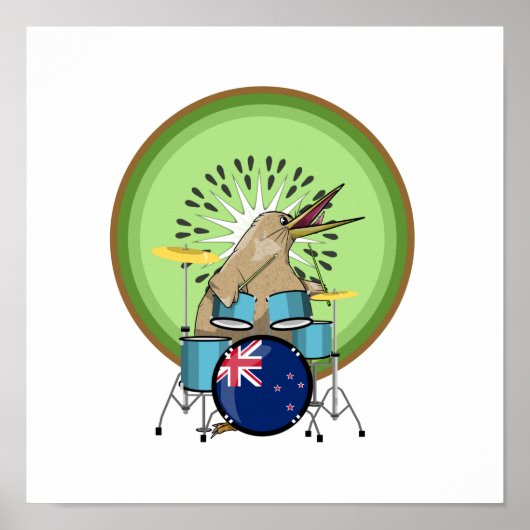 Kiwi Bird Drummer Poster (Voorkant)
