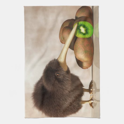 Kiwi Bird en Kiwivruchten Theedoek (Verticaal)
