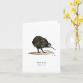 Kiwi Bird Gevouwen Note Kaart (Gele Bloem)