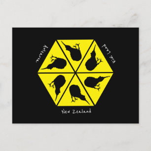 Kiwi Bird & New Zealand/Aotearoa Islands (pizza) Briefkaart