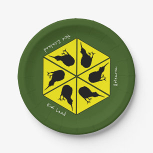 Kiwi Bird & New Zealand/Aotearoa Islands (pizza) Papieren Bordje