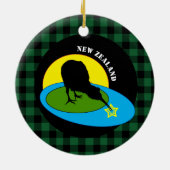 Kiwi Bird & New Zealand Green Buffalo Pset Rustic Keramisch Ornament (Achterkant)