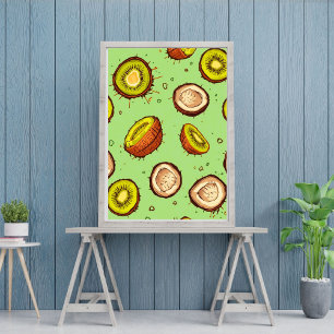 Kiwi & Coconut Duo Tropisch Waterverf Fruit Poster