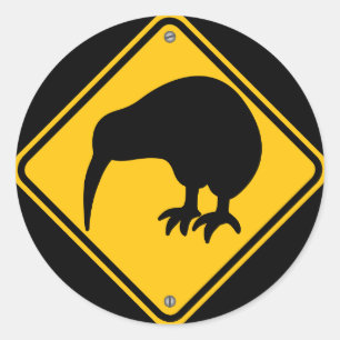 Kiwi Crossing Ronde Sticker