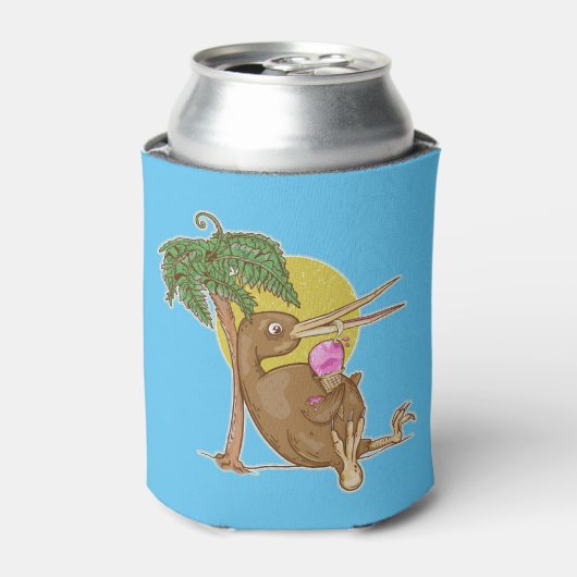 Kiwi die een ijsje eet blikjeskoeler (Blikje Voorkant)