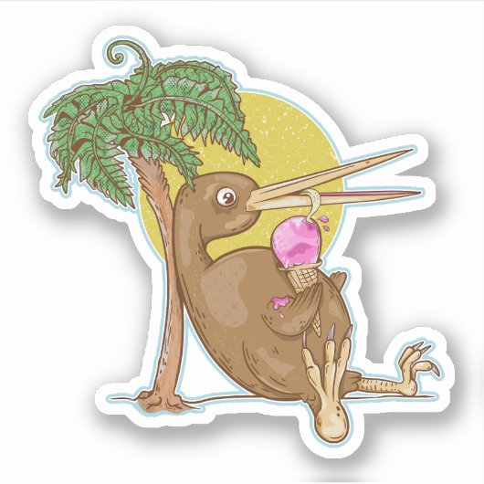 Kiwi die een ijsje eet sticker (Voorkant)