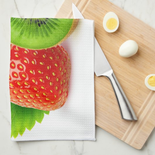 Kiwi en aardbei theedoek (Quarter Fold)