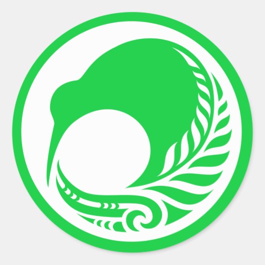 Kiwi Fern Disk Ronde Sticker (Voorkant)
