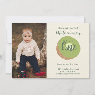 Kiwi First Birthday Photo Invitation Kaart